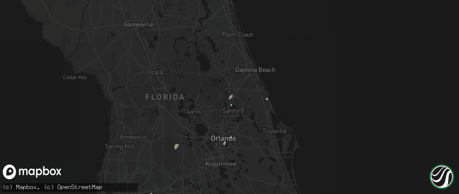 Hail map in Orange City, FL on July 8, 2026