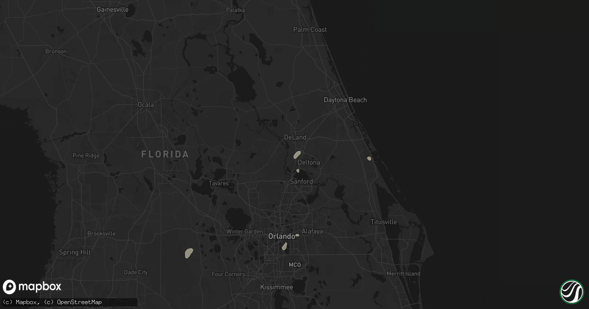 Hail map in Orange City, FL on July 8, 2026