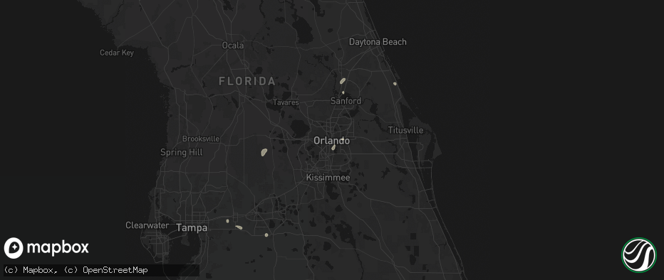 Hail map in Orlando, FL on July 8, 2026