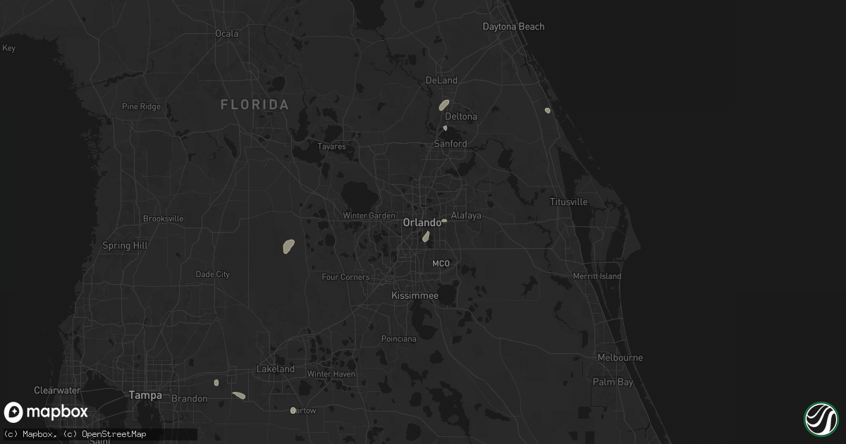 Hail map in Orlando, FL on July 8, 2026