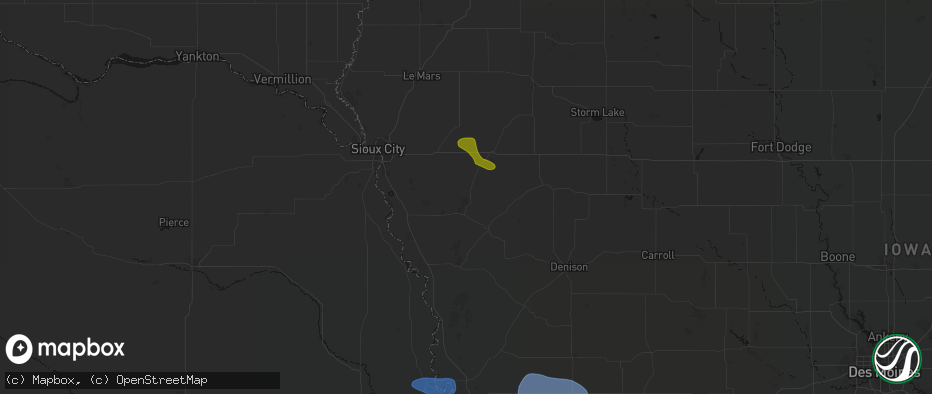 Hail map in Oto, IA on July 8, 2026