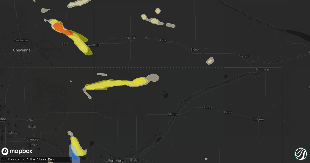 Hail map in Padroni, CO on July 8, 2026