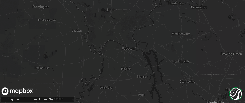 Hail map in Paducah, KY on July 8, 2026