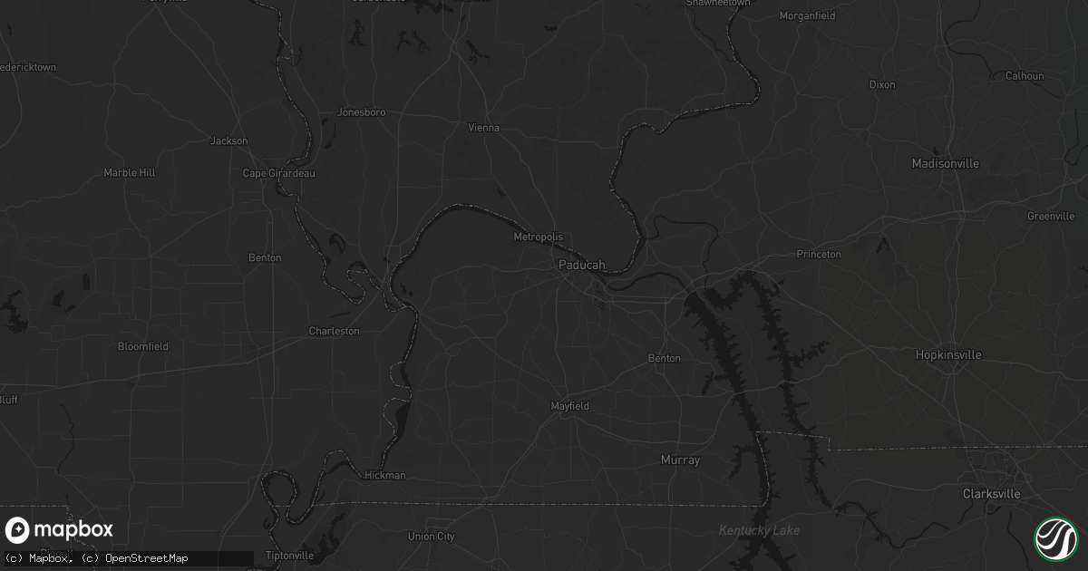 Hail map in Paducah, KY on July 8, 2026