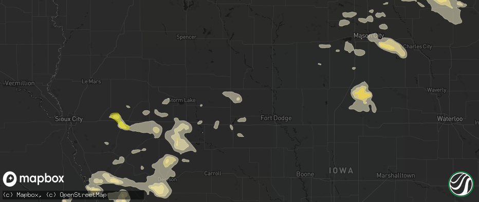 Hail map in Palmer, IA on July 8, 2026