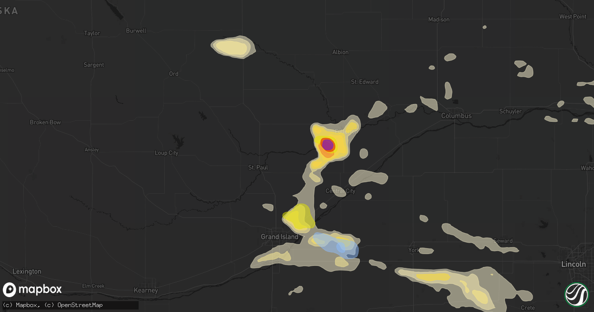 Hail map in Palmer, NE on July 8, 2026