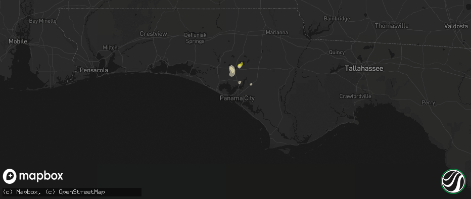 Hail map in Panama City, FL on July 8, 2026