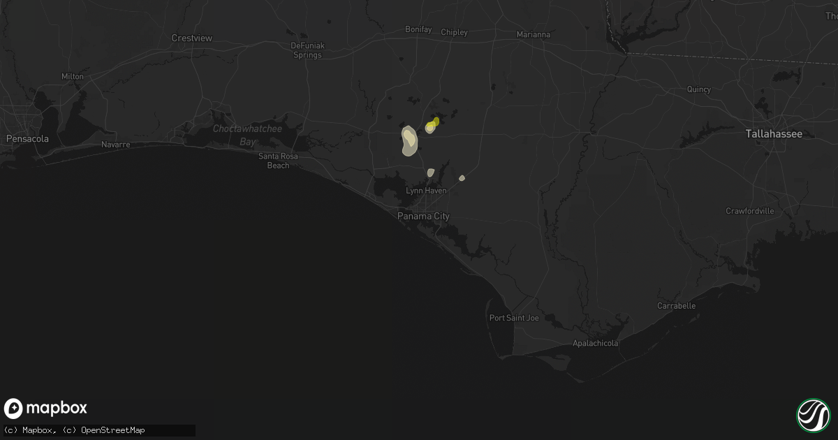 Hail map in Panama City, FL on July 8, 2026