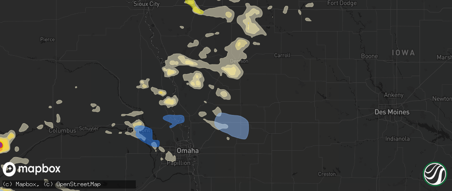 Hail map in Panama, IA on July 8, 2026