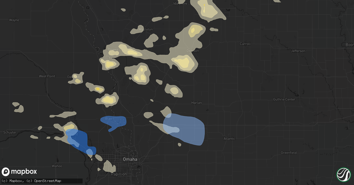 Hail map in Panama, IA on July 8, 2026