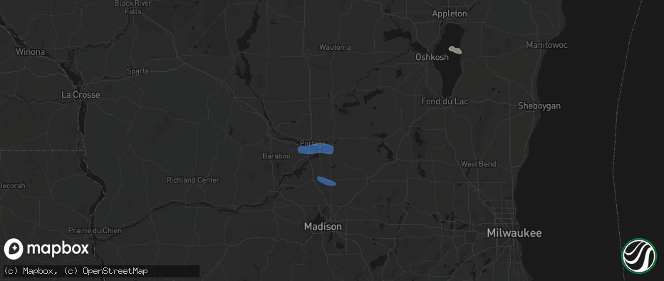 Hail map in Pardeeville, WI on July 8, 2026