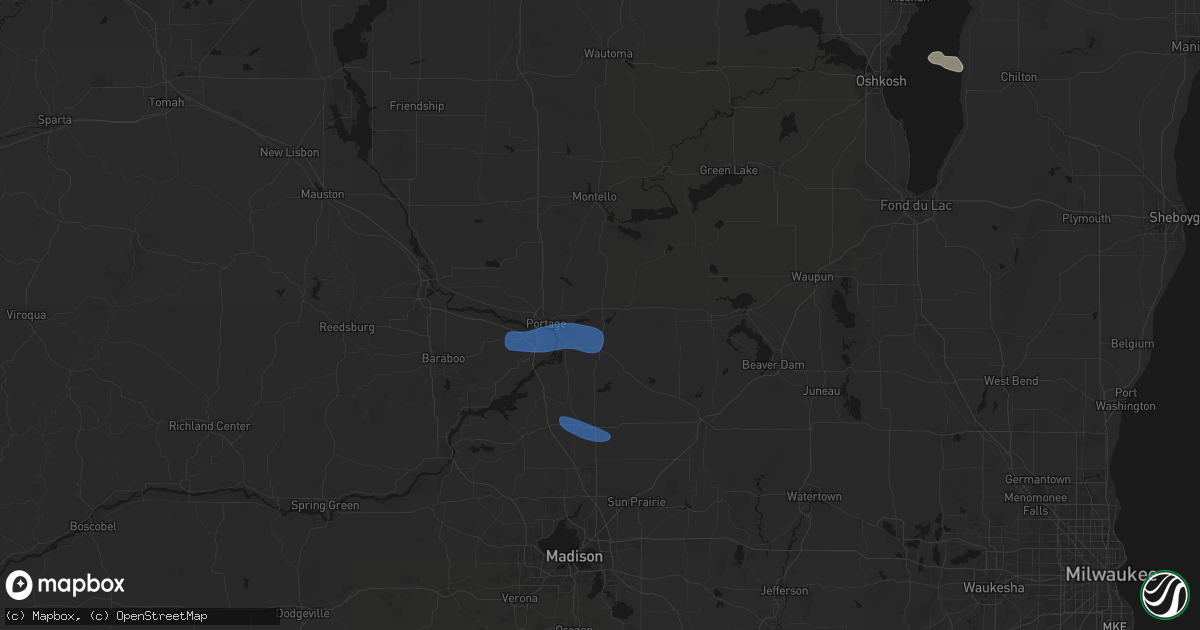 Hail map in Pardeeville, WI on July 8, 2026
