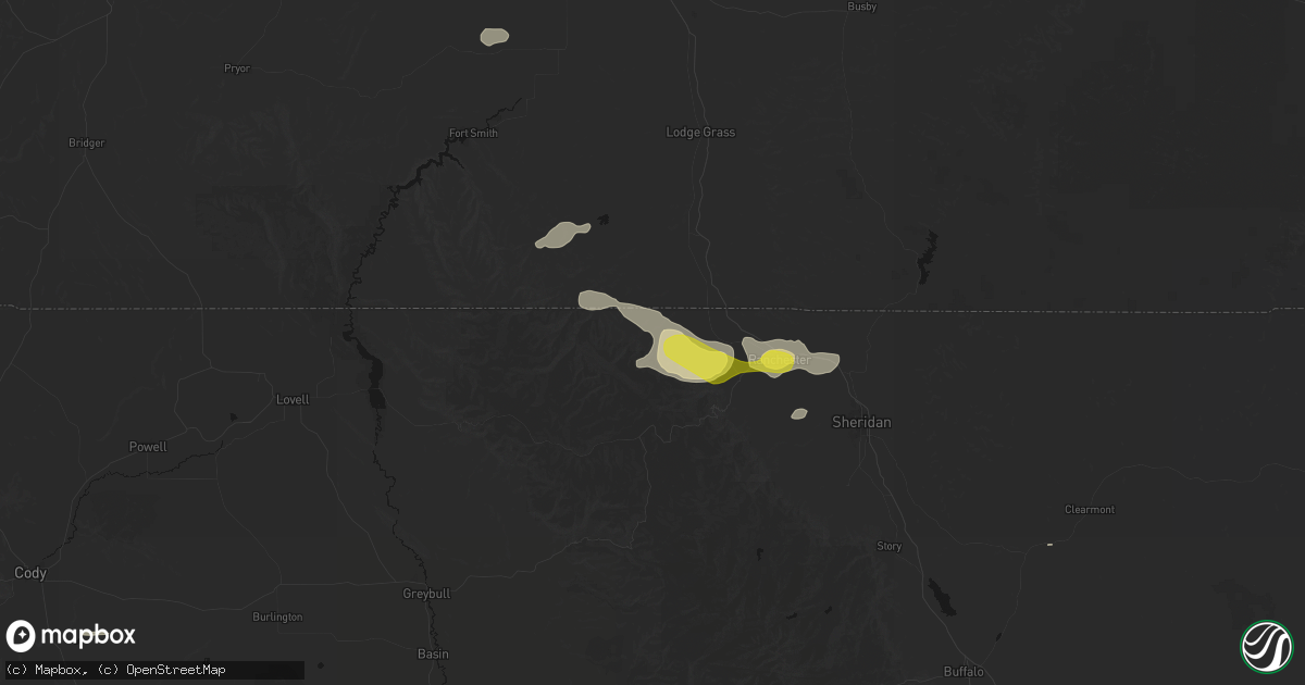 Hail map in Parkman, WY on July 8, 2026