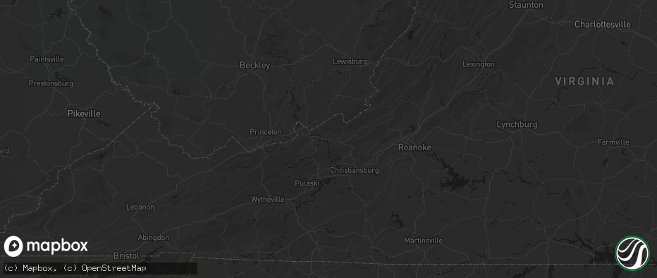 Hail map in Pembroke, VA on July 8, 2026