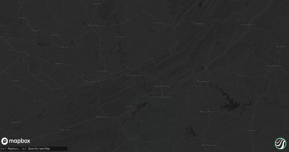 Hail map in Pembroke, VA on July 8, 2026