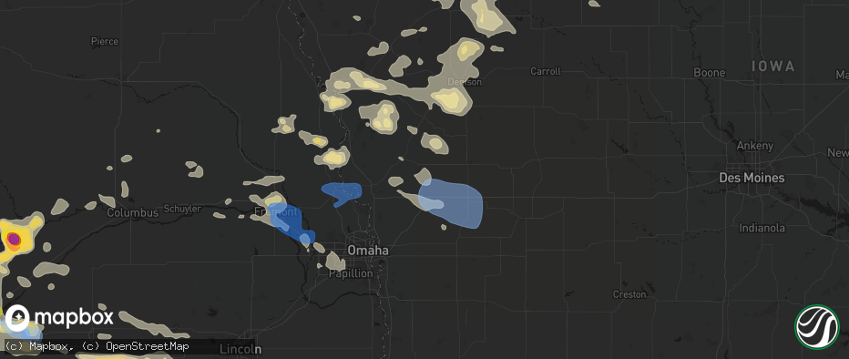 Hail map in Persia, IA on July 8, 2026