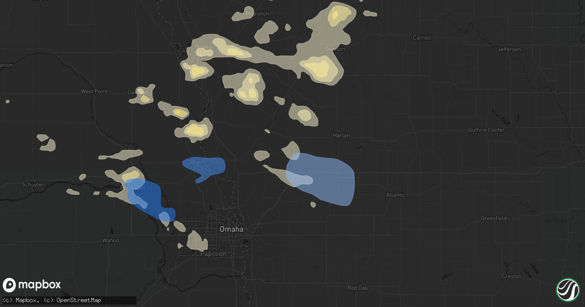 Hail map in Persia, IA on July 8, 2026