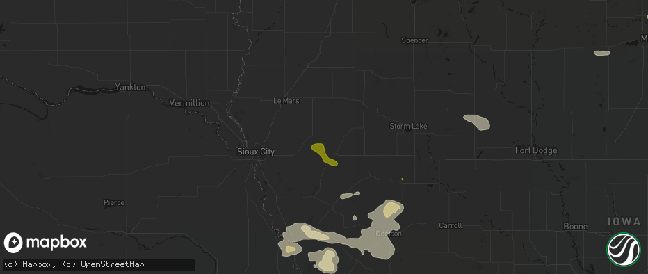 Hail map in Pierson, IA on July 8, 2026