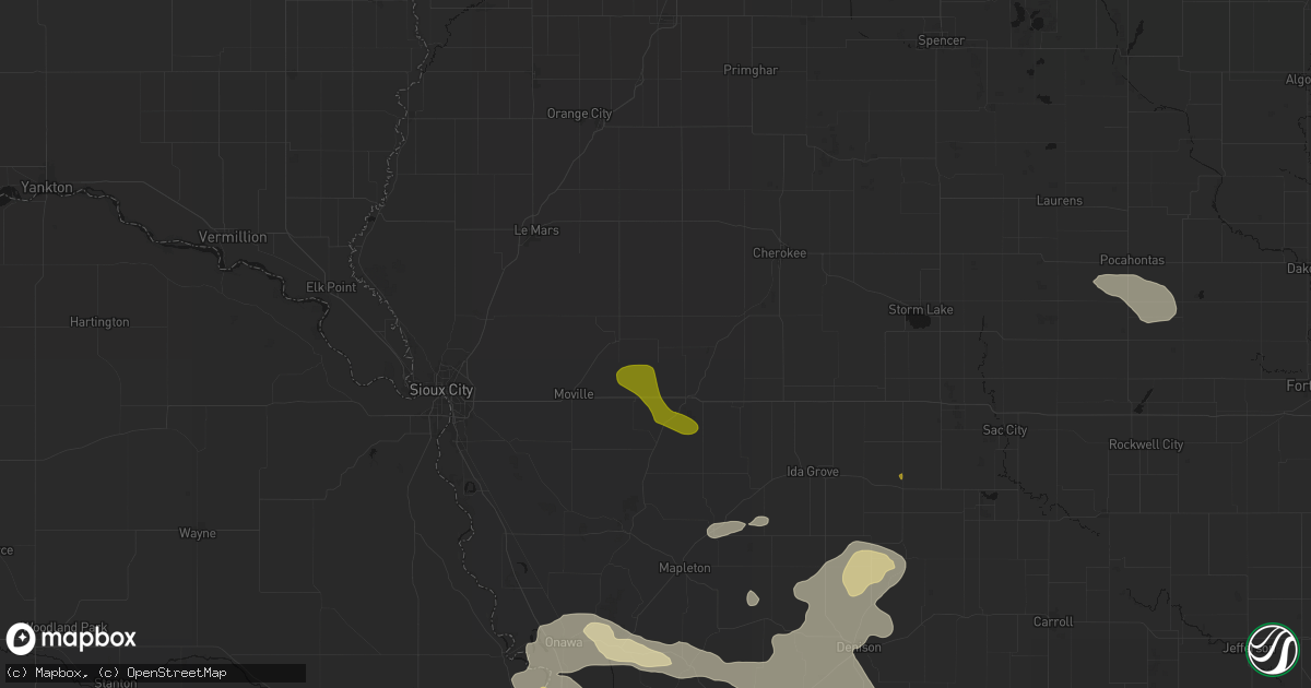 Hail map in Pierson, IA on July 8, 2026