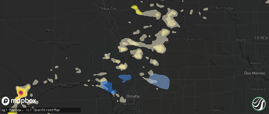 Hail map in Pisgah, IA on July 8, 2026