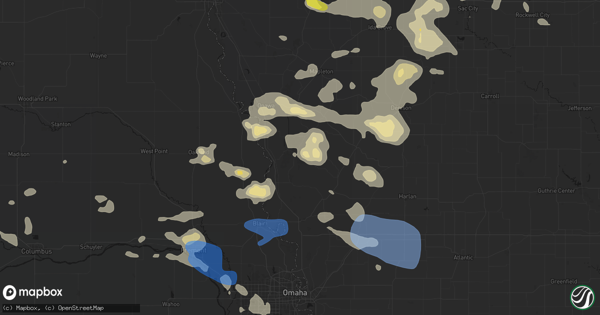 Hail map in Pisgah, IA on July 8, 2026