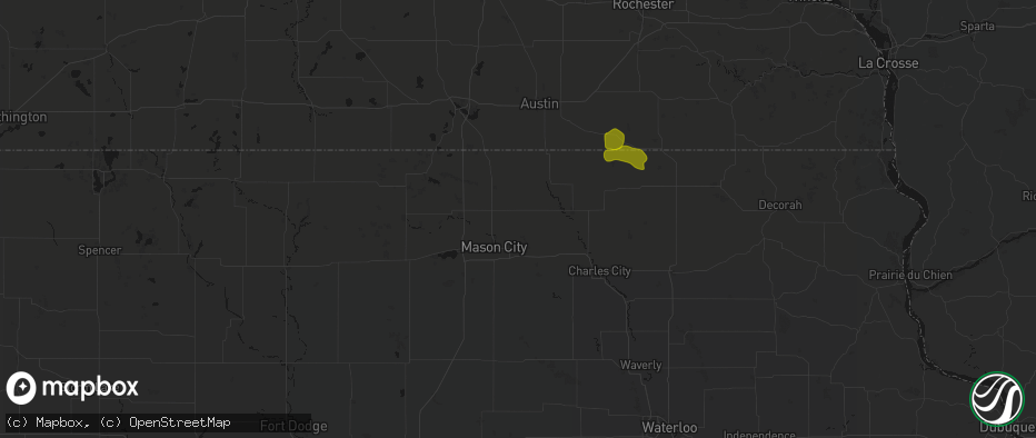 Hail map in Plymouth, IA on July 8, 2026