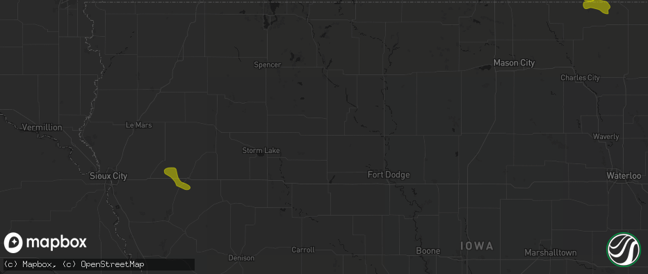 Hail map in Pocahontas, IA on July 8, 2026