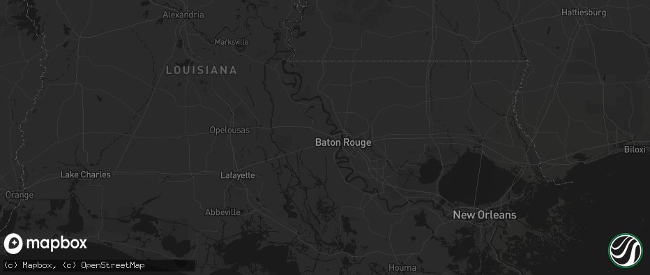 Hail map in Port Allen, LA on July 8, 2026