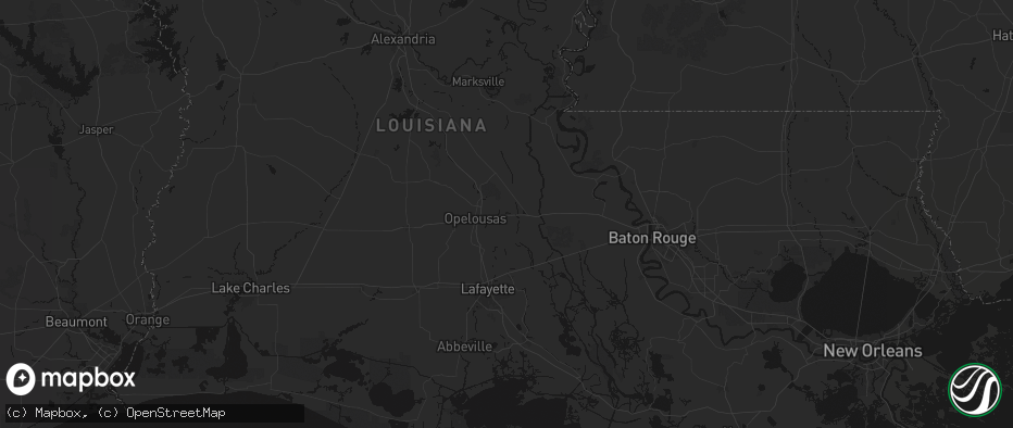 Hail map in Port Barre, LA on July 8, 2026