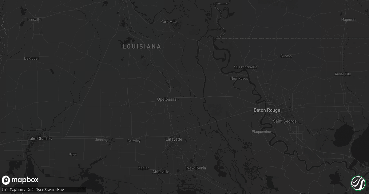 Hail map in Port Barre, LA on July 8, 2026