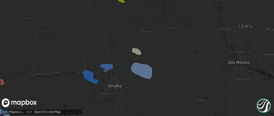 Hail map in Portsmouth, IA on July 8, 2026