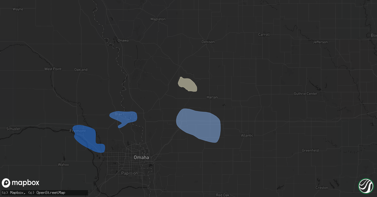 Hail map in Portsmouth, IA on July 8, 2026
