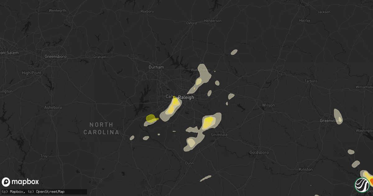 Hail map in Raleigh, NC on July 8, 2026