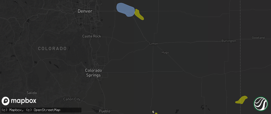 Hail map in Ramah, CO on July 8, 2026