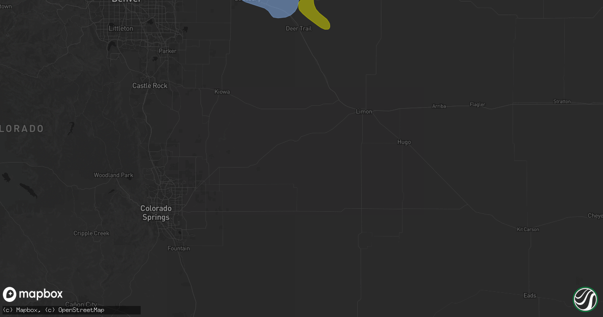 Hail map in Ramah, CO on July 8, 2026