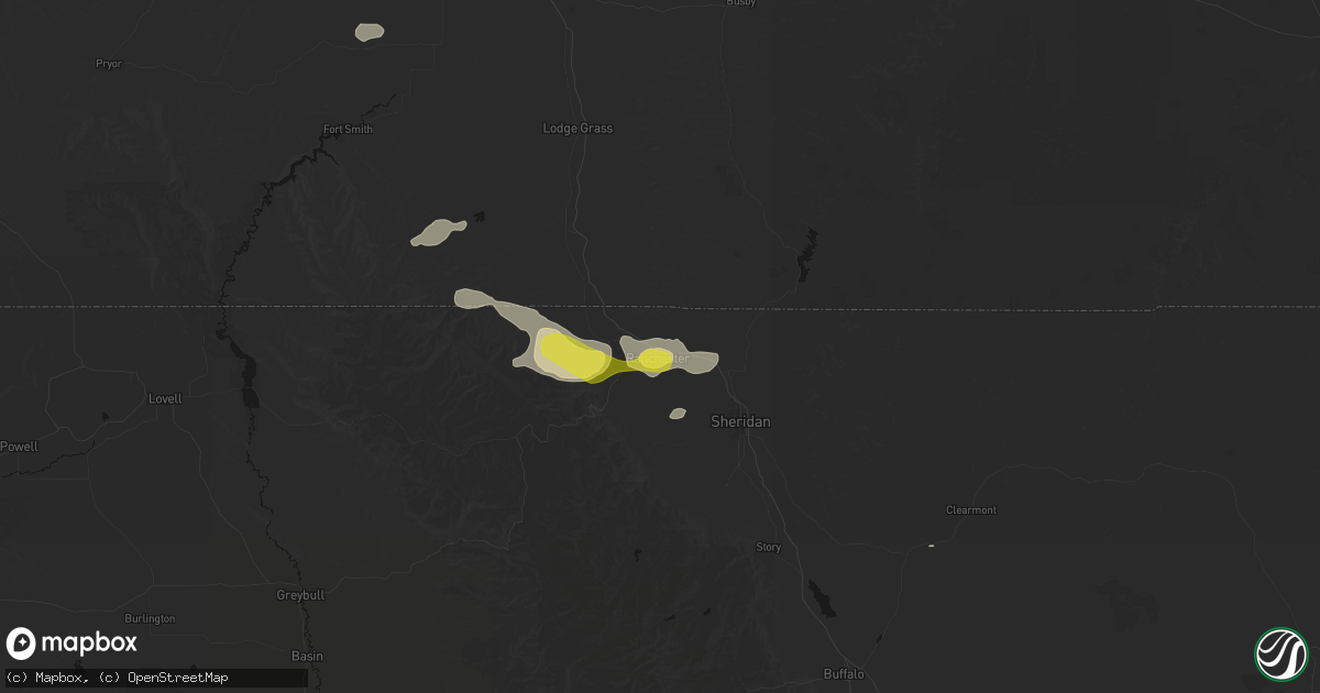 Hail map in Ranchester, WY on July 8, 2026