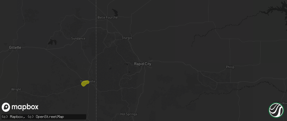 Hail map in Rapid City, SD on July 8, 2026
