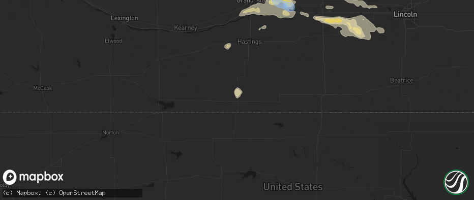 Hail map in Red Cloud, NE on July 8, 2026