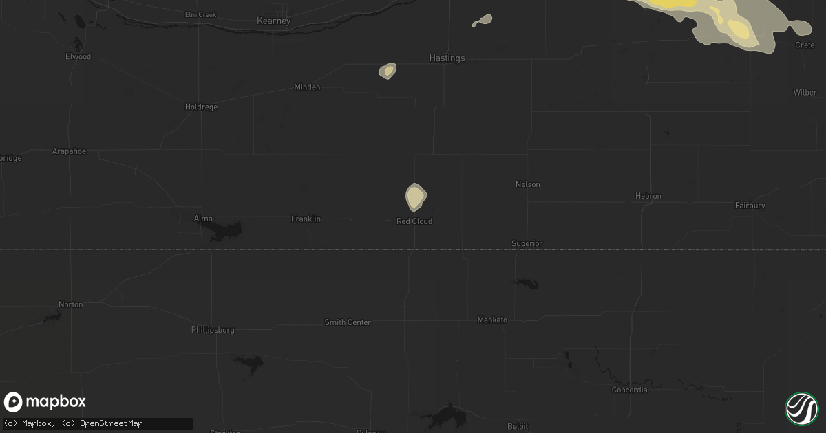 Hail map in Red Cloud, NE on July 8, 2026