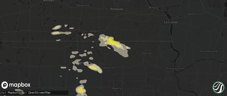 Hail map in Riceville, IA on July 8, 2026