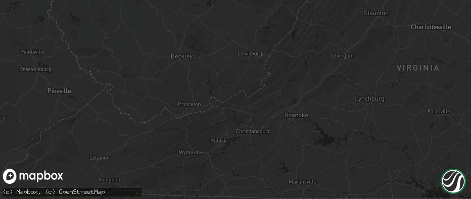 Hail map in Ripplemead, VA on July 8, 2026