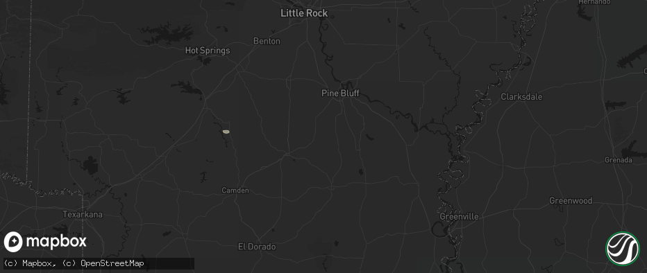 Hail map in Rison, AR on July 8, 2026