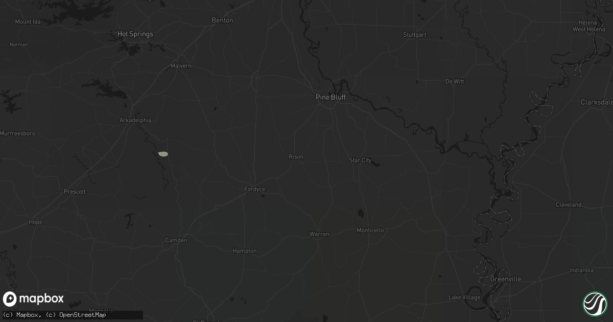 Hail map in Rison, AR on July 8, 2026