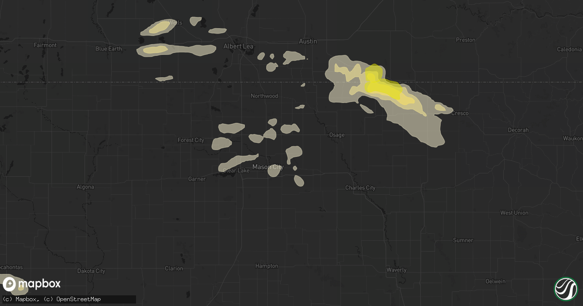 Hail map in Rock Falls, IA on July 8, 2026