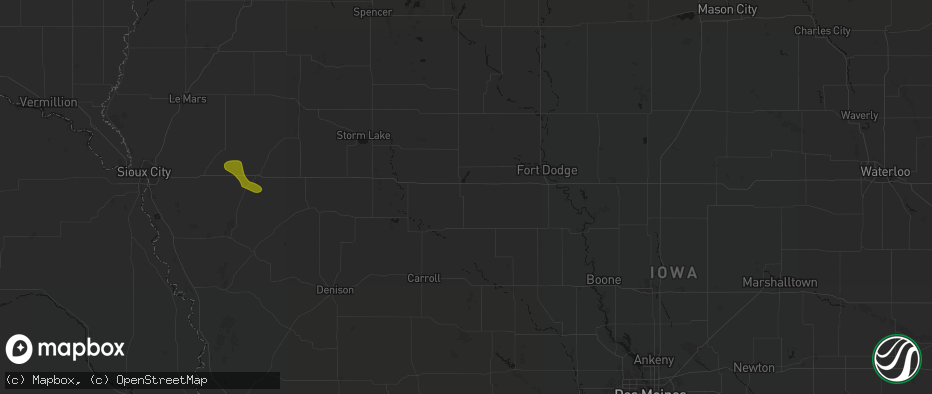 Hail map in Rockwell City, IA on July 8, 2026