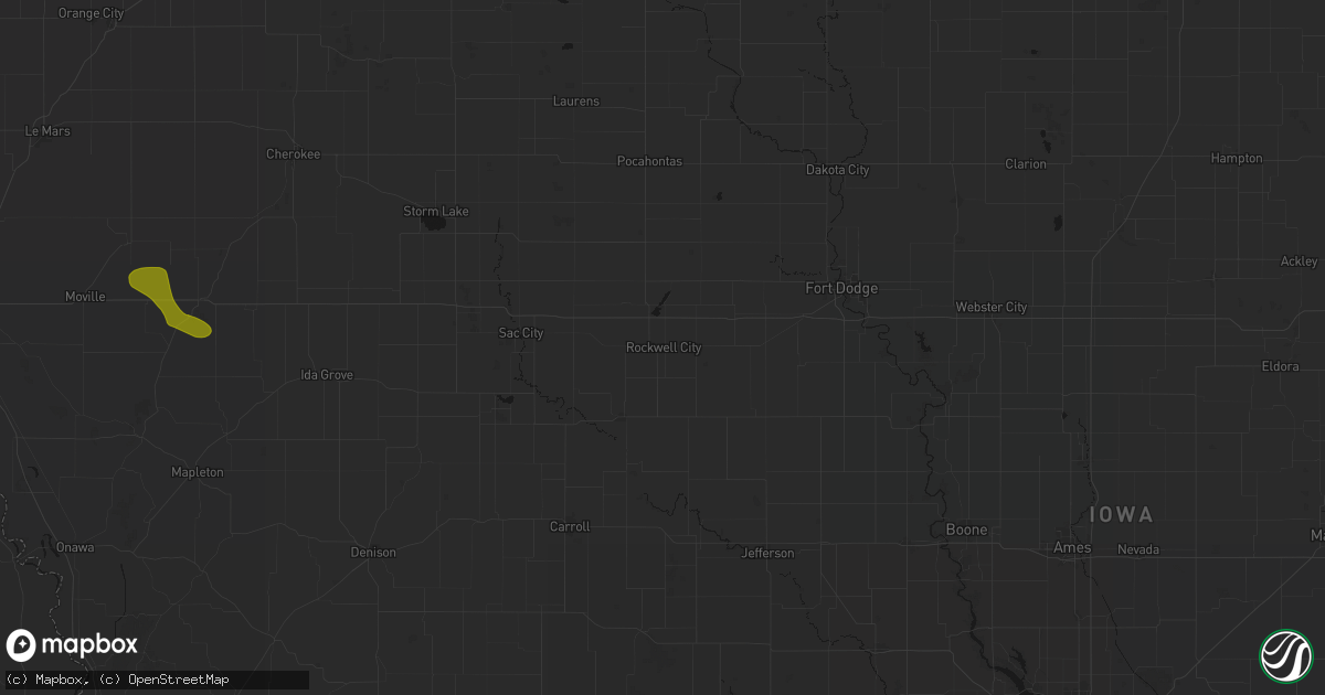 Hail map in Rockwell City, IA on July 8, 2026