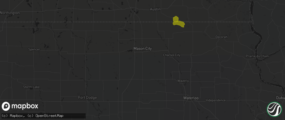 Hail map in Rockwell, IA on July 8, 2026