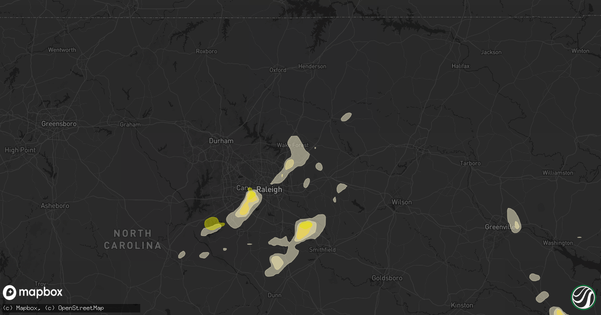 Hail map in Rolesville, NC on July 8, 2026