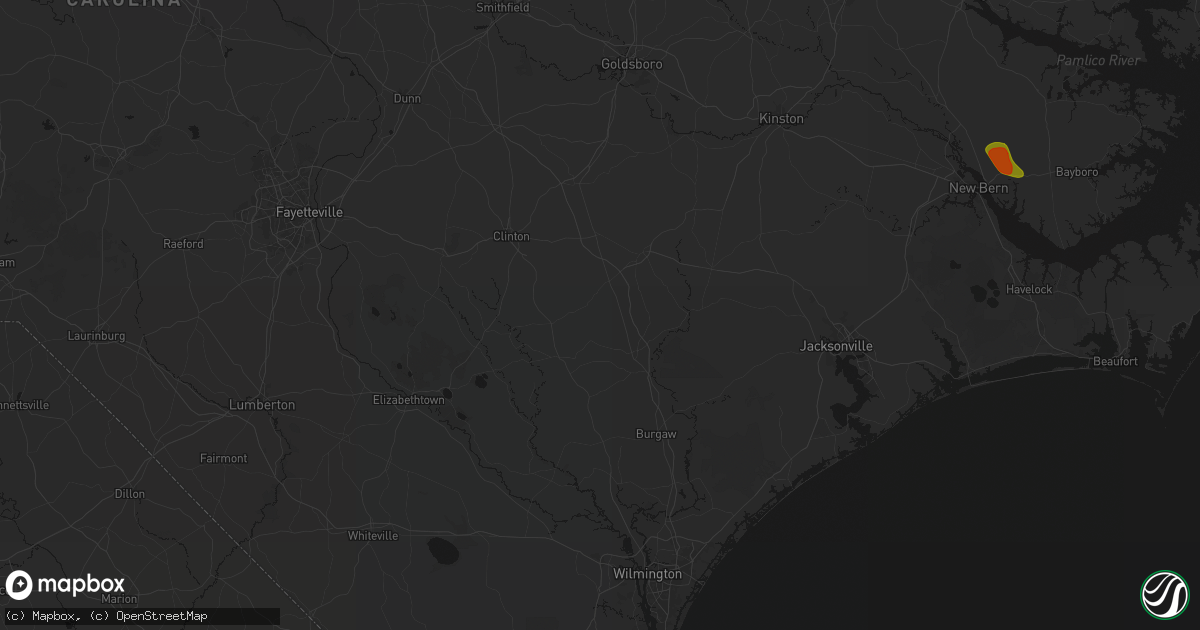 Hail map in Rose Hill, NC on July 8, 2026