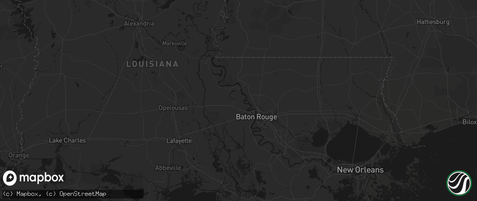 Hail map in Rougon, LA on July 8, 2026
